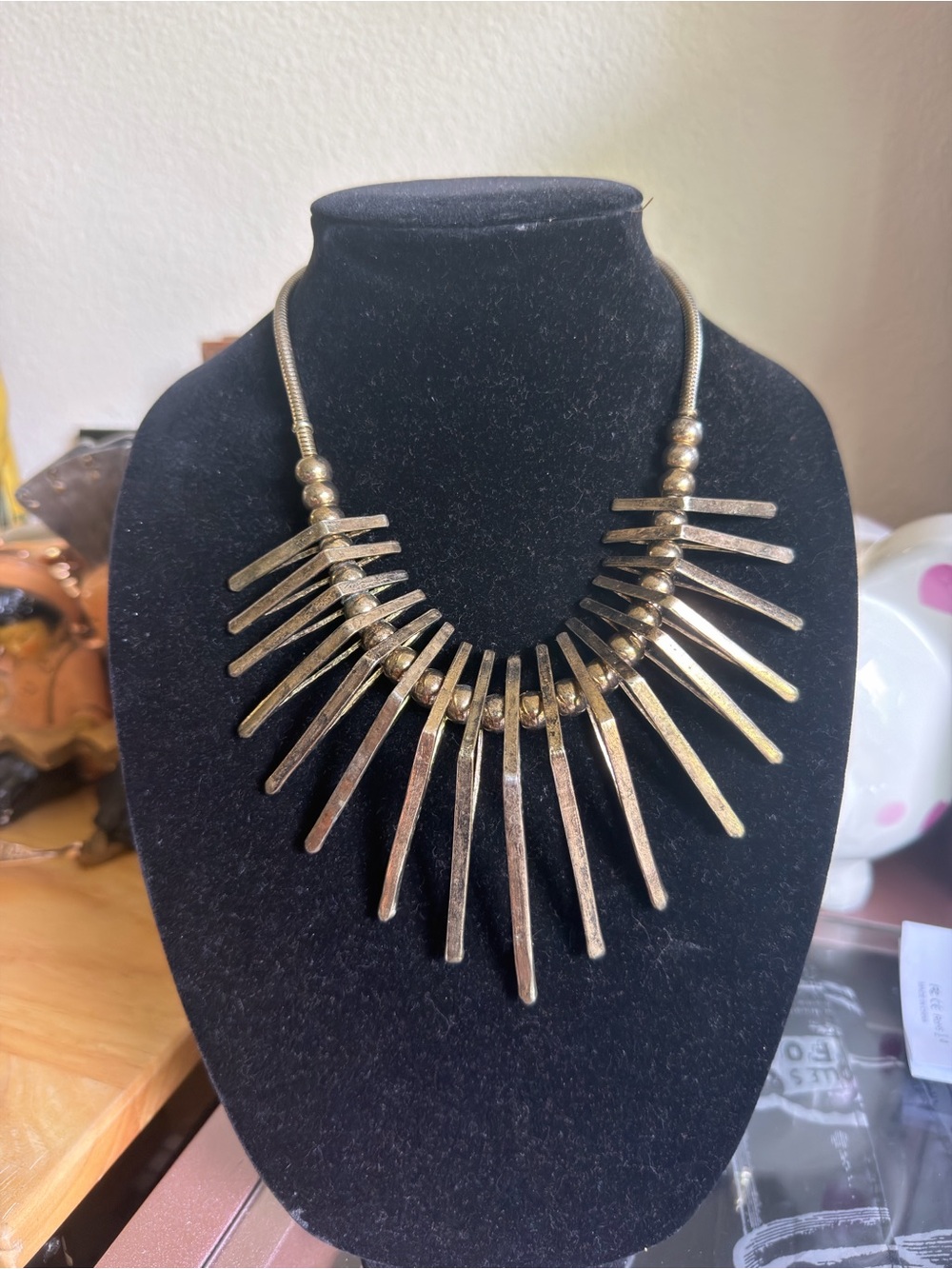 Gold Statement Spike Collar Necklace
